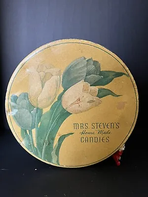$22 • Buy Mrs. Steven's Homemade Candy Tin 10-inch Vintage 1940'S 