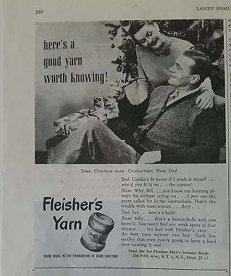 1946 Fleisher's Yarn Mom Dad Christmas Morning Vintage Ad • $9.99