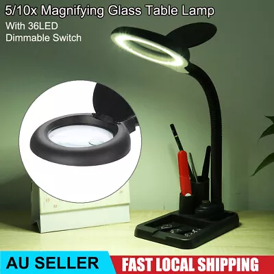 Large Lens Lighted Lamp Top Desk Magnifier Magnifying Glass With 36 LED Light AU • $22.54