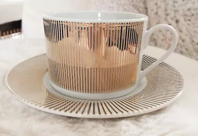 New French Vintage White & Gold  Cup & Saucer Cappucino Coffee Tea • £16