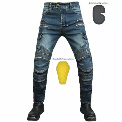 Motorcycle Riding Pants Men's Straight Fit Moto Biker Jeans Protective Gear Knee • $65.99