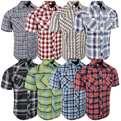 Western Plaid Shirt Short Sleeve Mens Snap Up Flap Pockets LATEST NEW COLORS!! • $19.95