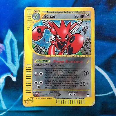 Scizor - H21/H32 - Holo Rare Aquapolis Set - Pokemon Card - DMG • $20.07