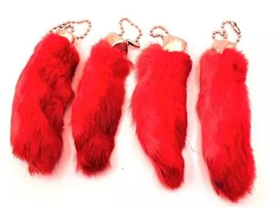 Rabbit Rabbits Foot Keychain Red 4 Pieces  • $20.42