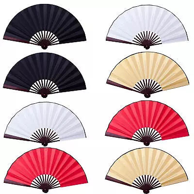 £11.39 • Buy Silk Hand Fan Cloth Blank Folding Chinese Wooden Bamboo Calligraphy Paint Craft