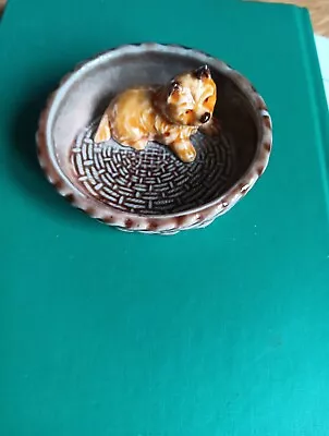 WADE WHIMSIE Cairn Terrier Puppy Dog In Basket Pin Dish Figurine  Mint Cond • £3