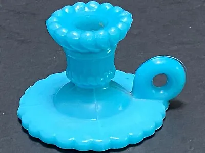 Miniature Blue Milk Glass Chamber Stick Candle Holder Swirl Vintage • $19.95