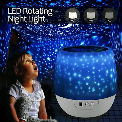 $20.68 • Buy LED Rotating Projector Starry Night Light Star Sky Lights Baby Kids Bedside Lamp