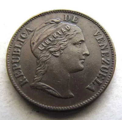 Venezuela KM7 1 Centavo 1862 Heaton Nice EF Condition. • $49