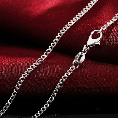 16 -30  Mens Womens 925 Sterling Silver 2mm Wide Curb Link Chain Necklace #N249 • $8.99