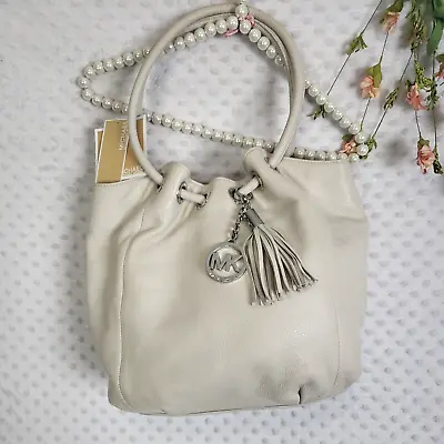 Michael Kors Handbag Ivory Vanilla Ring Tote Purse Leather Bag • $69.99