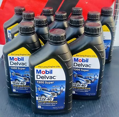 12 Pack Mobil Delvac 1300 Super 15w-40 Heavy Duty Life Formula Us Qt • $99