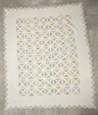 Rare Vintage Hand Stitched Quilt 64 X 78 Antique Sewn Farm Sack Patch Work • $139.99