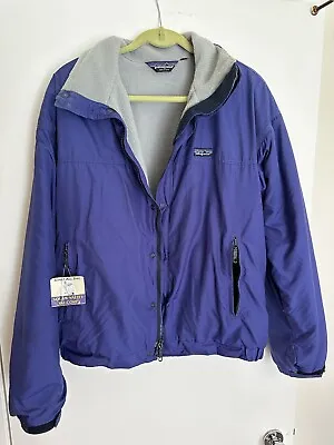 Vintage Patagonia Soft Shell Fleece Lined Jacket Made In USA Purple Snap Nylon M • $44
