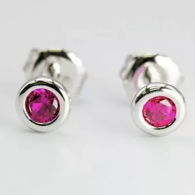 Tiffany & Co Sterling Silver Elsa Peretti Pink Ruby By Yard Earrings W/ Pouch • $249.99