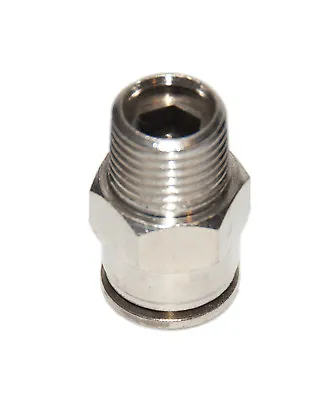 5 PCS 1/4 OD X 1/8 NPT  Male Connector Metal Push In To Connect Tube Fitting • $12.50