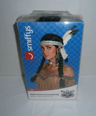 NIP Smiffy's Native Indian Wig Braids With Feather Headband Wild West  • $9.99