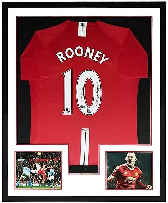 Wayne Rooney Autographed Manchester United Jersey Beckett BAS COA Framed Photo • $599.99