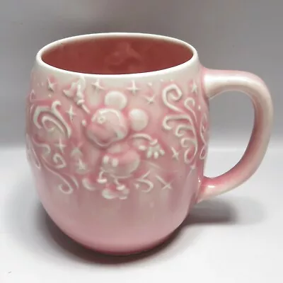 Disney Theodora Mug Mickey Minnie Mouse Pink Embossed Ceramic Coffee Cup • $15