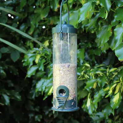 £5.29 • Buy Hanging Seed Feeder Garden Birds Feeding Station Tube Green Plastic Outdoor Nut 