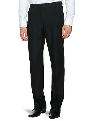 New Men's Farah Trousers Black Hopsack Weave Smart Classic Formal Anti Stain • £46.99