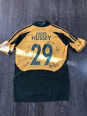 $950 • Buy 2009 Match Worn David Hussey Cricket Shirt Signed By Team Incl Andrew Symonds