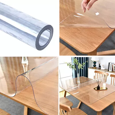 Clear PVC Table Protector Covering 2mm Thick Transparent Desk Countertop Pads UK • £9.94