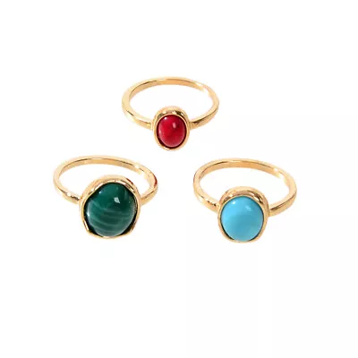 Ethnic Tribal Boho Vintage Jewellery Antique Turquoise Chunky 3pcs Finger Rings • $2.99