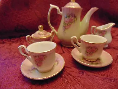 Victoria's Garden Porcelain Mini Child's Tea Set With Rose's • $29.99