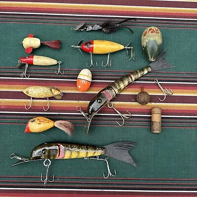 Grandpa’s Vintage Fishing Lure Lot! Homemade? Glitter Wood Bob One Price Lot 1 • $76.95