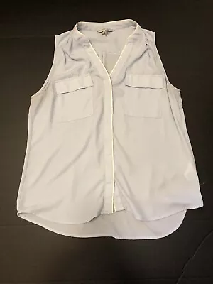 H And M H&M Light Blue Blouse W/Pockets Collar Size 14 • $11.99