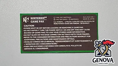 N64 Rear Back Replacement Game Label Sticker Precut • $4.46