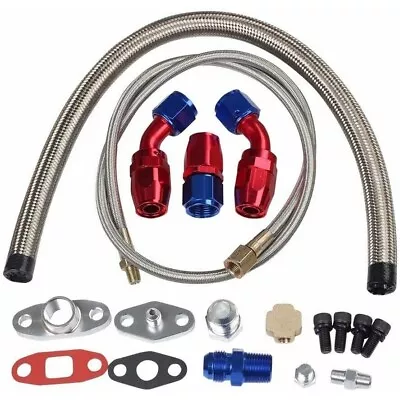 Turbo Charger Oil Drain Return Feed Line For T3 T4 T04E T60 T61 T70 Complete Kit • $39.48