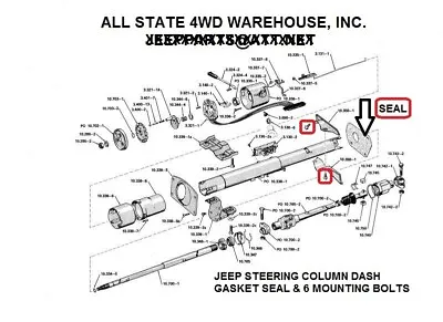 Fits Jeep Cj Wrangler Yj J Truck 74 - 95 Steering Column Dash Gasket Seal &bolts • $29.95