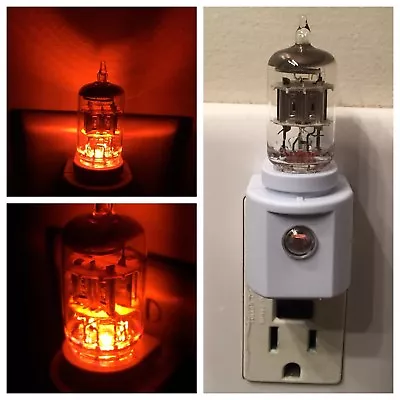$28.95 • Buy 6AK5 6AL5 Style Vintage Vacuum Tube Amber LED Night Light Guitar TV Ham Radio