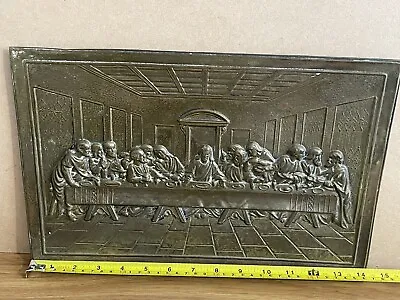 The Last Supper Plaque Brass Or Copper Religious Picture Jesus & Deciples • £37.91