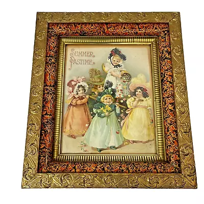 Antique English Victorian Oak Gold Gilt Gesso Wood Picture Frame Fits 8x10 • $47.49