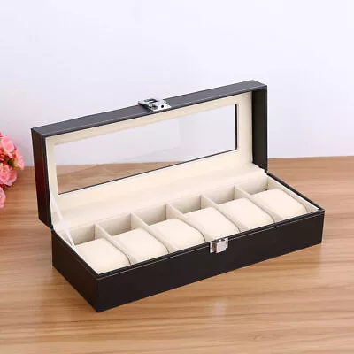 6 Grids PU Leather Watch Display CaseCollection Storage Holder Box Mens • £8.27