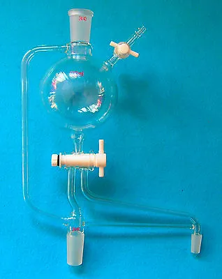 250ml 24/40 Lab Glass Solvent Distillation Head Still-Head W/High Vacuum Valve • $229.99