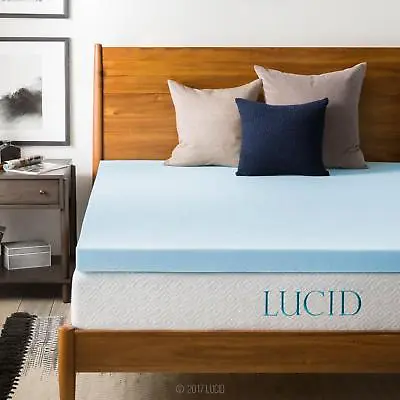 LUCID 2 3 4 Inch Cooling Gel Memory Foam Mattress Topper - Full Queen King • $39.99