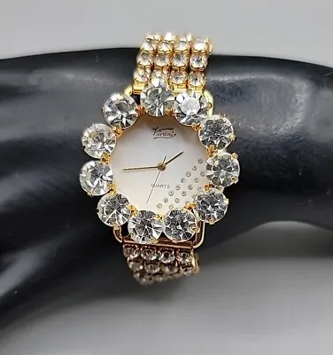 Vivani Ladies Quartz Sparkle Bracelet Watch 35mm Size 6.5” Rhinestone Studded  • $36