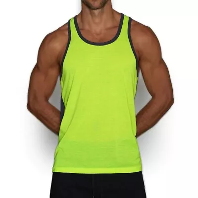 C-IN2 NY 'Super Bright Relaxed' Mens Muscle Tank Top Gym Workout Train M Ylw NWT • $38