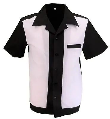 Retro White/Black 50s Rockabilly Bowling Shirts • £29.99