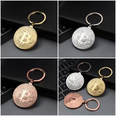 Friends Gifts Copper Plated Commemorative Key Ring Collectors Bitcoin Key Chain • $7.67