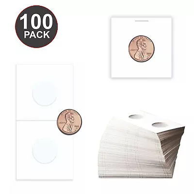 100 BCW 2X2 Cardboard Coin Flips Paper Storage For 19mm US Lincoln Penny • $7.85