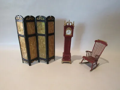 Marx Little Hostess Dollhouse Furniture Tall Clock Screen Rocking Chair • $40