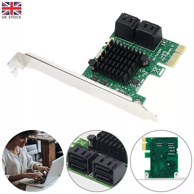 PCI Express 1X SATA3.0 Interface 4 Port Extender PCI-E X1/X4/X8/X16 6Gbps Card • £18.99