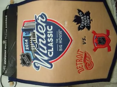 2014 Winter Classic The Big House Red Wings Maple Leafs Wool Banner 12  X 16   • $29.99