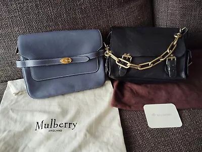 Mulberry Bayswater Satchel Blue Grey Black Leather Set Of 2 • $498