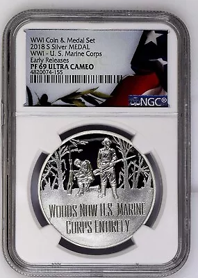 2018 P Silver Medal ✪ U.s. Marine Corps ✪ Ngc Pf-69 Us Coin Wwi Set ◢trusted◣ • $109.95